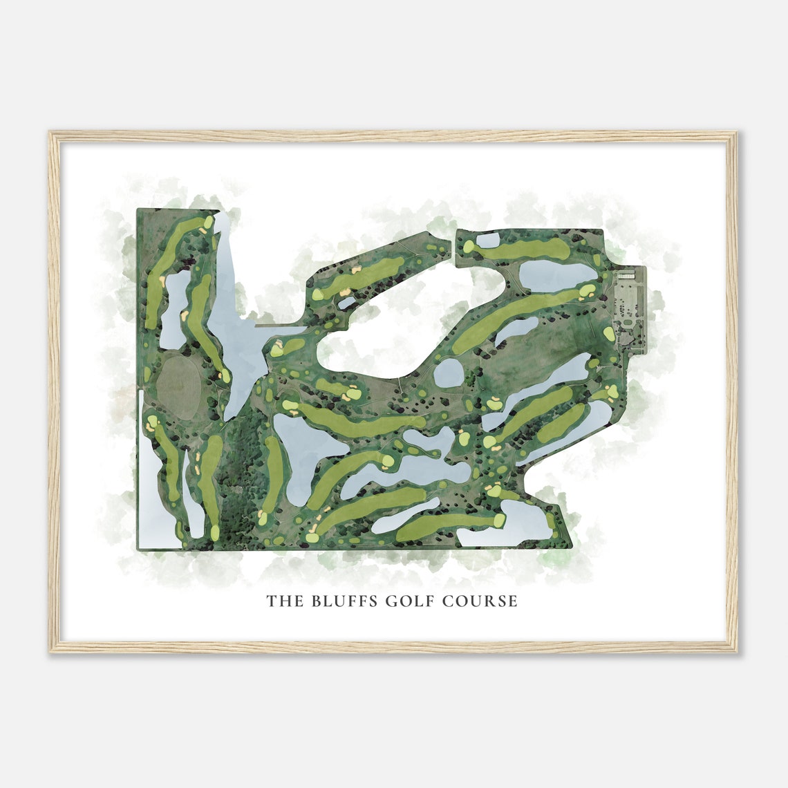 The Bluffs Golf Course South Dakota Watercolor Golf Course Map Poster
