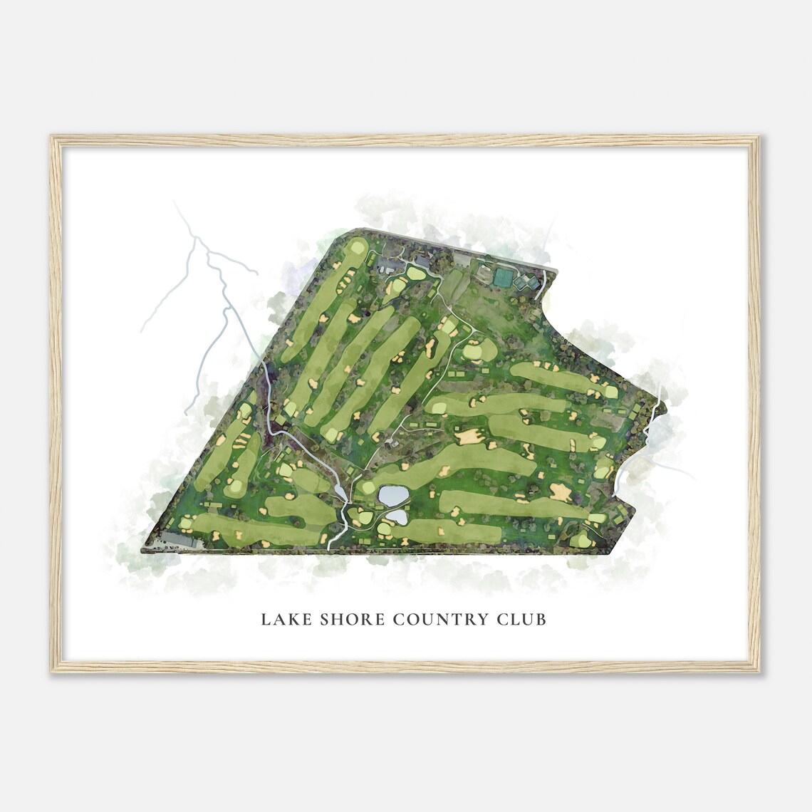 Lake Shore Country Club Watercolor Golf Course Map Poster for Golfers - Image 2
