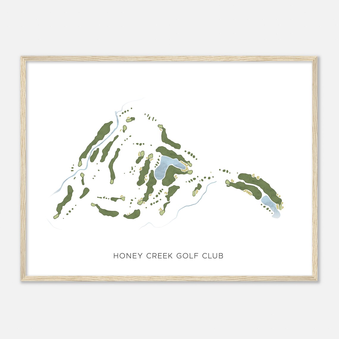 Honey Creek Golf Club Minimalist Watercolor Course Map Poster