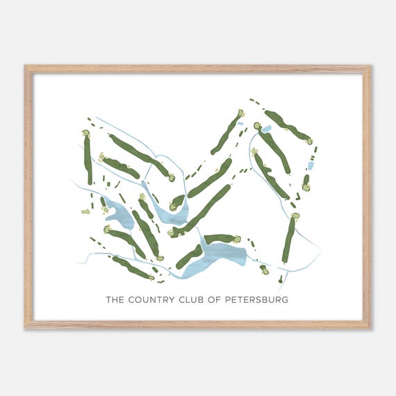 The Country Club Of Petersburg In Petersburg Virginia Modern Watercolor Map Golfer Gift Golf Wall Art Golf Poster Print