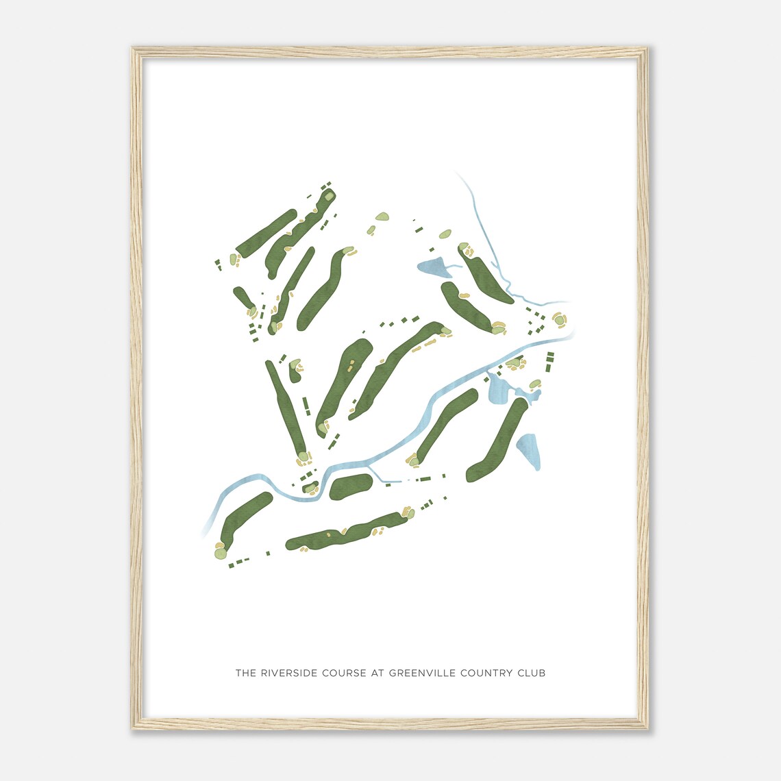 The Riverside Course at Greenville Country Club Minimalist Golf Map Poster - Image 2