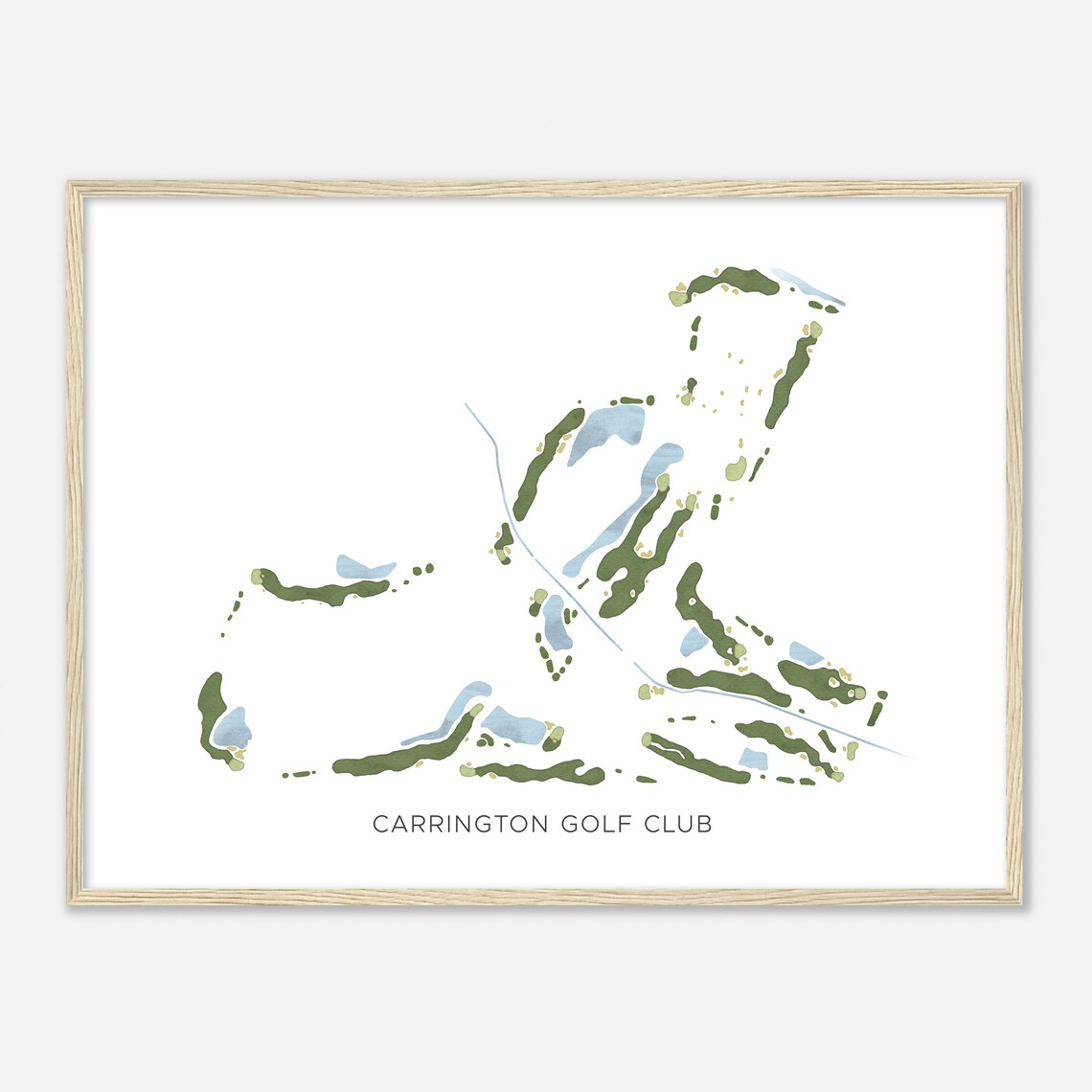 Carrington Golf Club Michigan Watercolor Course Map Print Golfer Gift