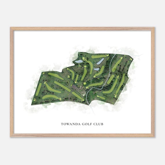 Towanda Golf Club In Towanda Pennsylvania Classic Watercolor Map Golfer Gift Golf Wall Art Golf Poster Print Course Layout