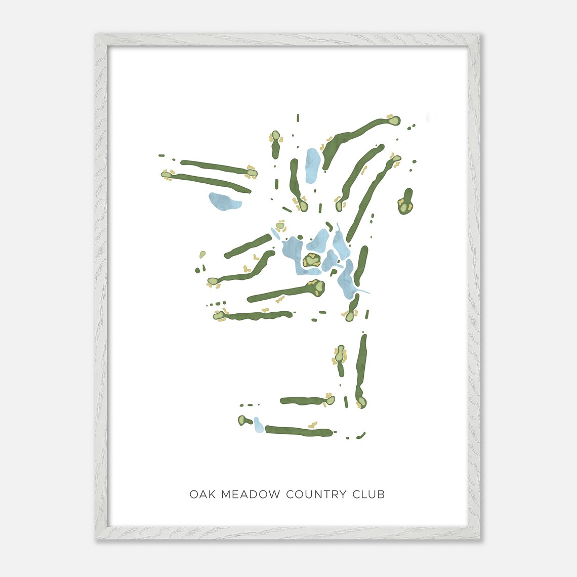 Oak Meadow Country Club Modern Minimalist Watercolor Golf Map Poster - Image 2