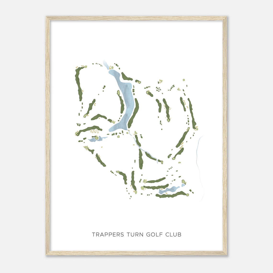 Trappers Turn Golf Club Wisconsin Modern Watercolor Course Map Poster