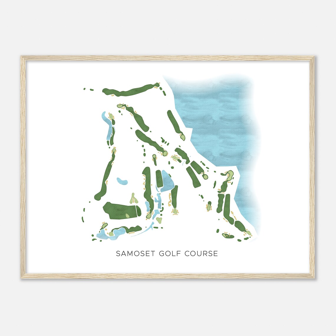 Samoset Golf Course Maine Modern Watercolor Map Golfer Gift Golf Wall Art Golf Poster Print Course Layout
