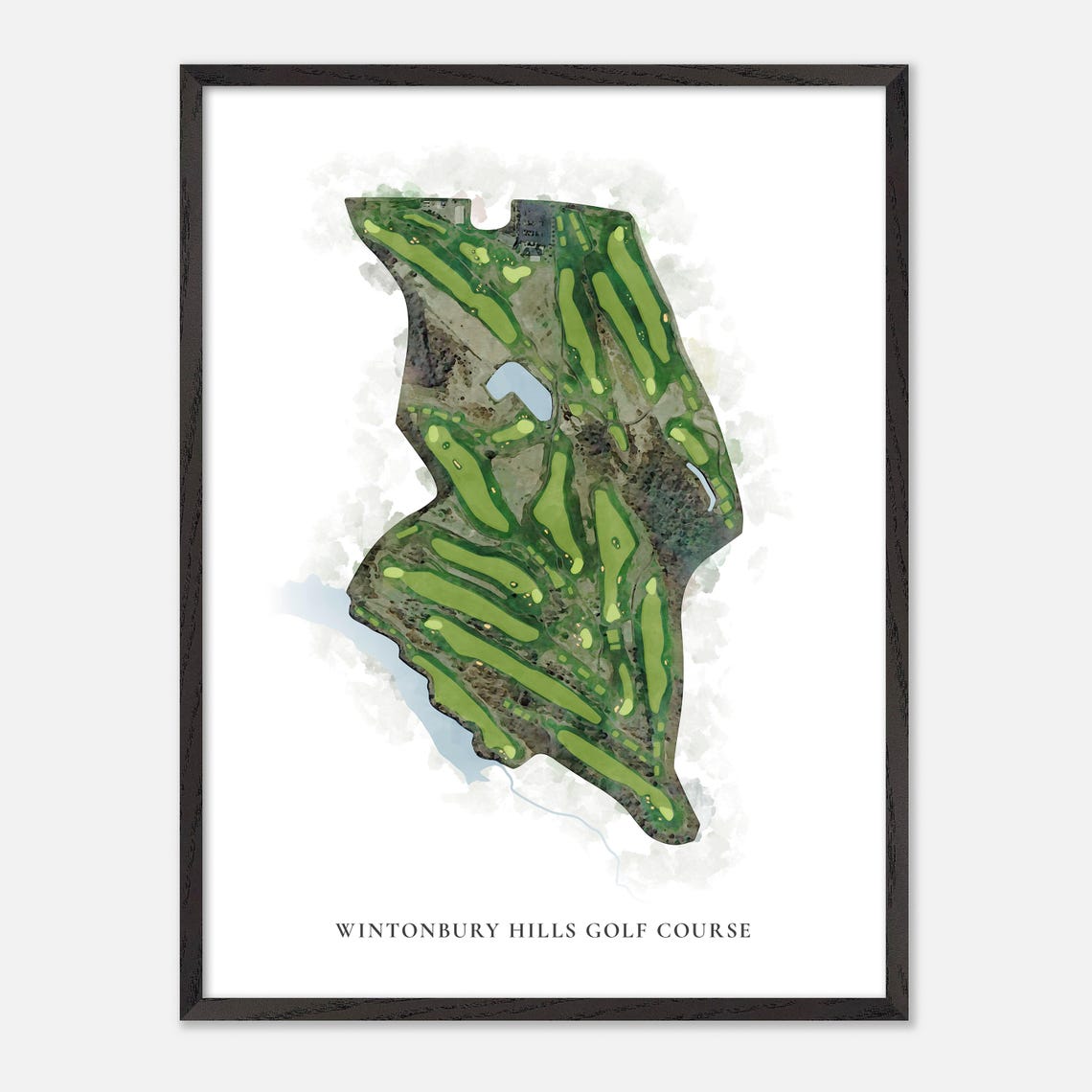 Wintonbury Hills Golf Course Watercolor Aerial Layout Map Poster - Image 3