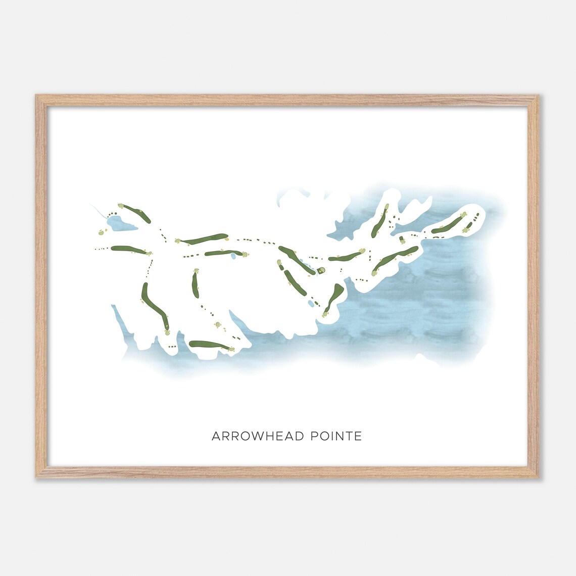 Arrowhead Pointe Modern Watercolor Course Map Poster Elberton Georgia