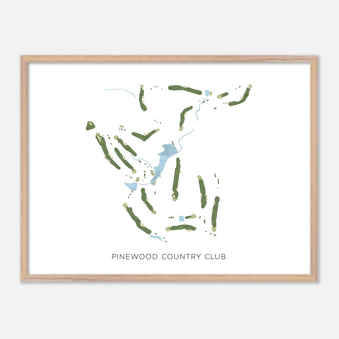 Pinewood Country Club North Carolina Modern Watercolor Map Poster