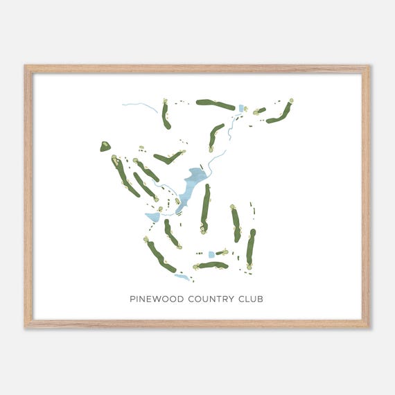 Pinewood Country Club In Asheboro North Carolina Modern Watercolor Map Golfer Gift Golf Wall Art Golf Poster Print Course Layout