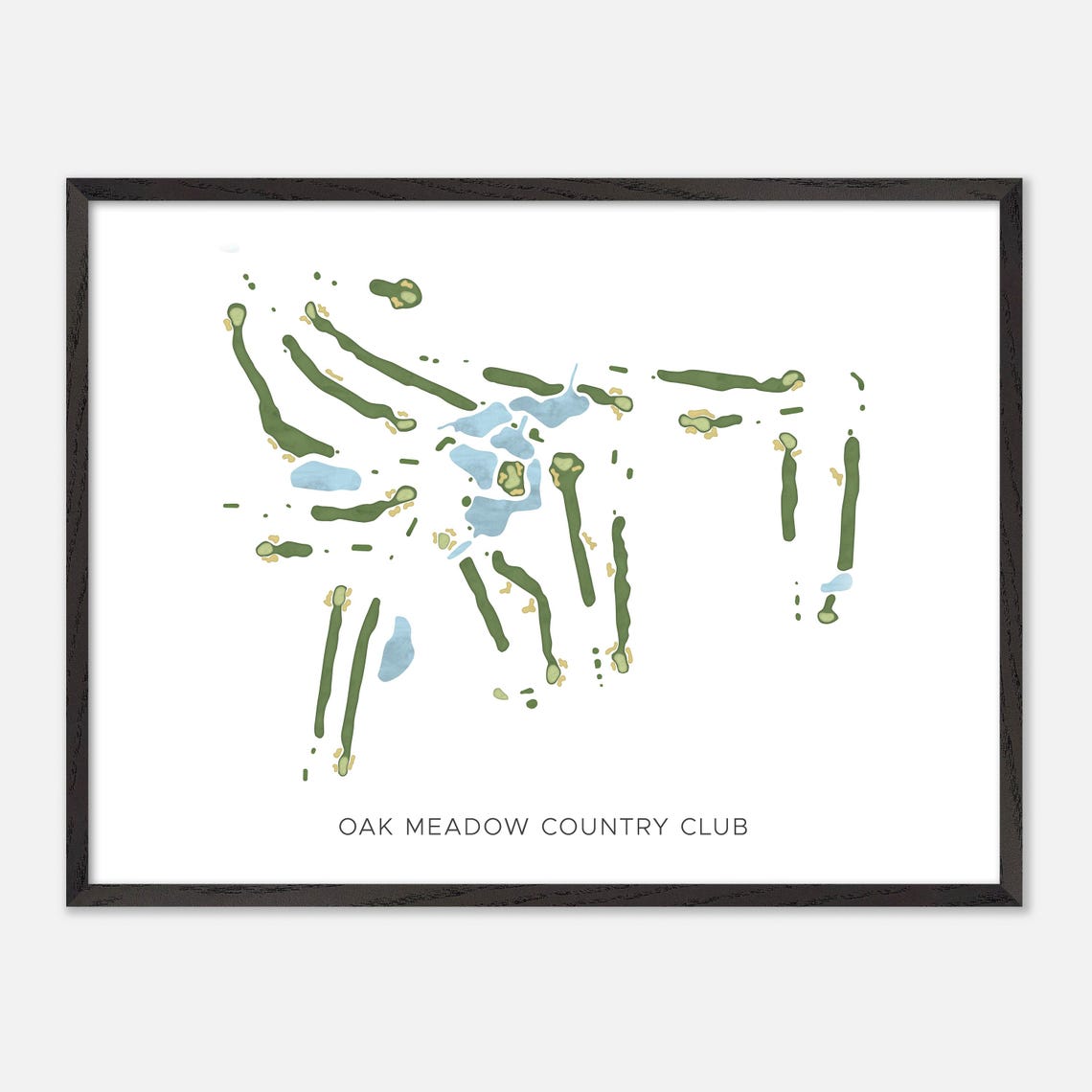 Oak Meadow Country Club Modern Minimalist Watercolor Golf Map Poster - Image 5