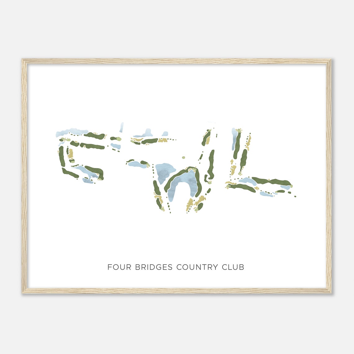 Four Bridges Country Club Golf Course Map Golfer Gift Modern Print - Image 2