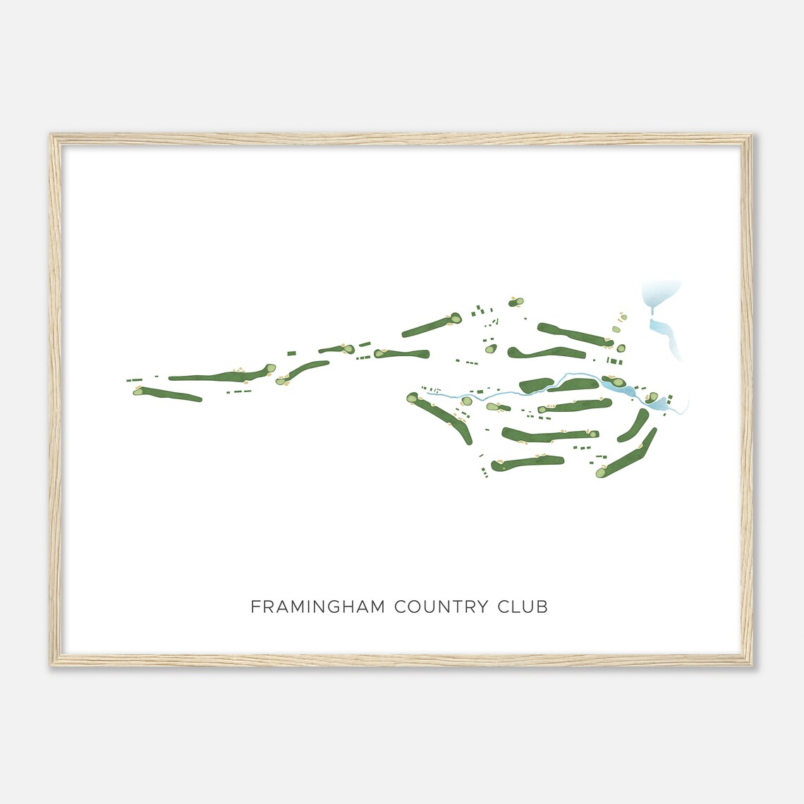 Framingham Country Club Modern Watercolor Golf Course Map Art Poster - Image 2