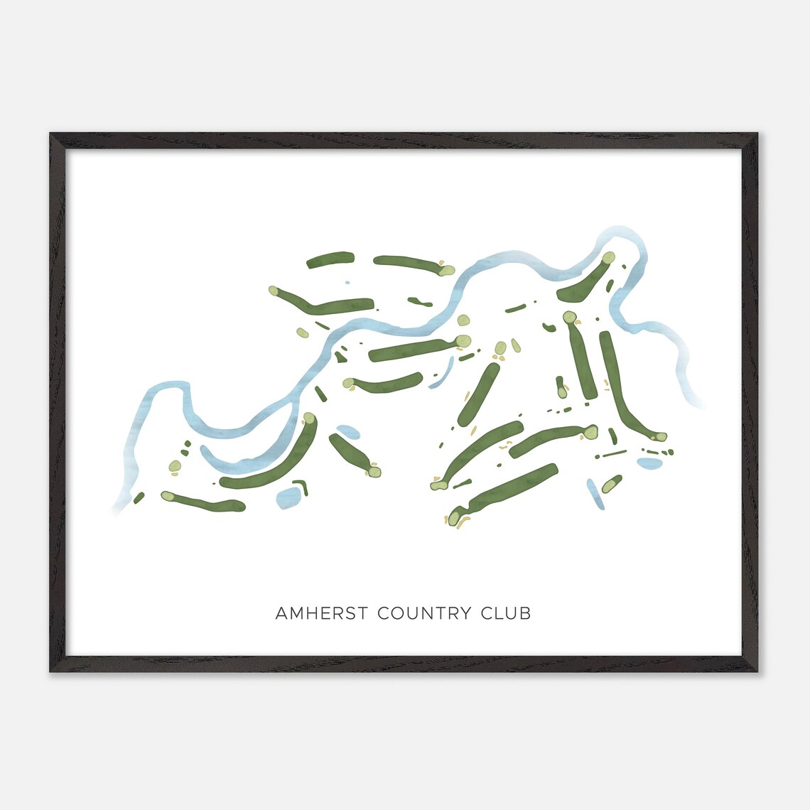 Amherst Country Club New Hampshire Modern Watercolor Map Poster - Image 5