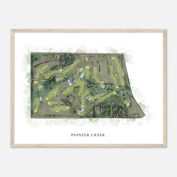 Pioneer Creek Minnesota Classic Watercolor Map Golfer Gift Golf Wall Art Golf Poster Print Course Layout