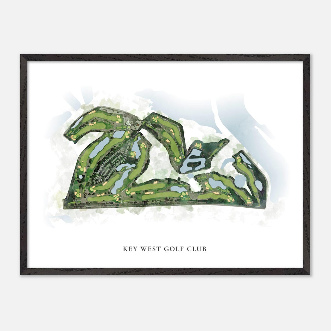 Key West Golf Club Florida Classic Watercolor Course Map Wall Art - Image 5