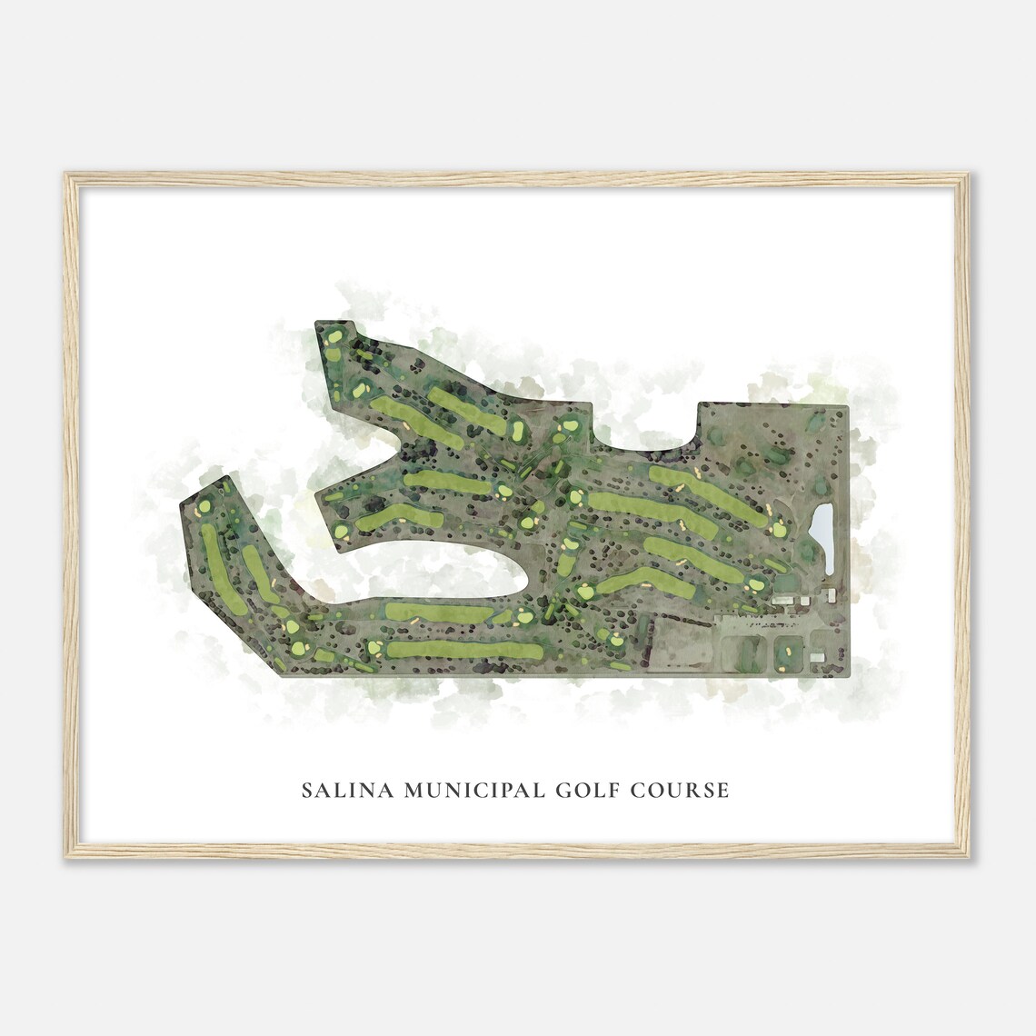 Salina Municipal Golf Course Classic Watercolor Aerial Map Poster