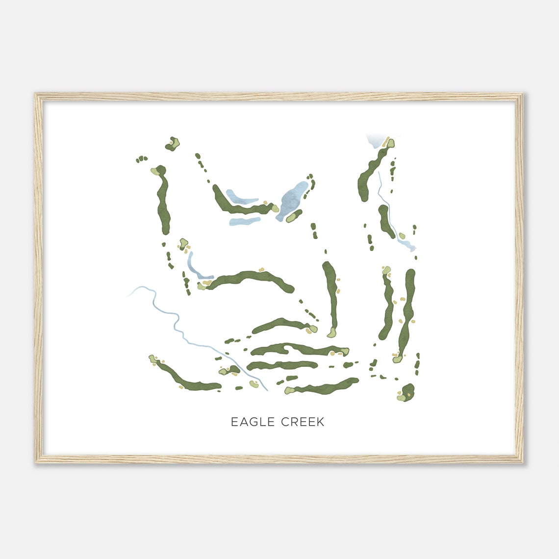 Eagle Creek Watercolor Golf Course Fairway Layout Map Art Poster - Image 2