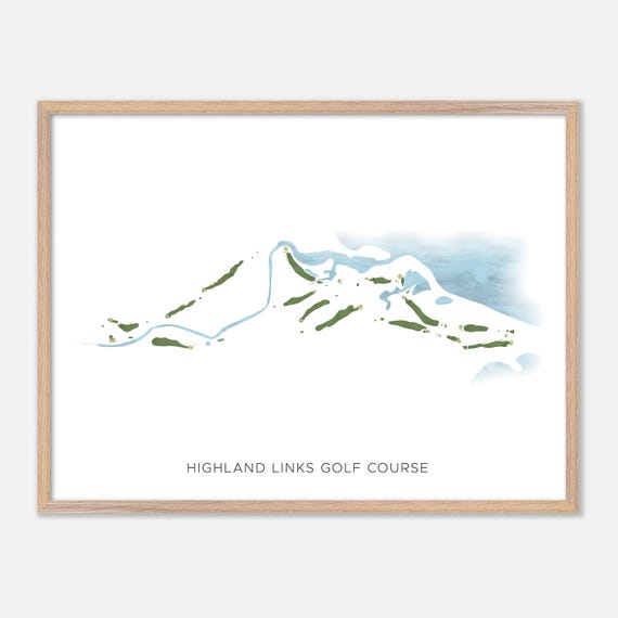 Highland Links Golf Course In Canada Modern Watercolor Map Golfer Gift Golf Wall Art Golf Poster Print Course Layout