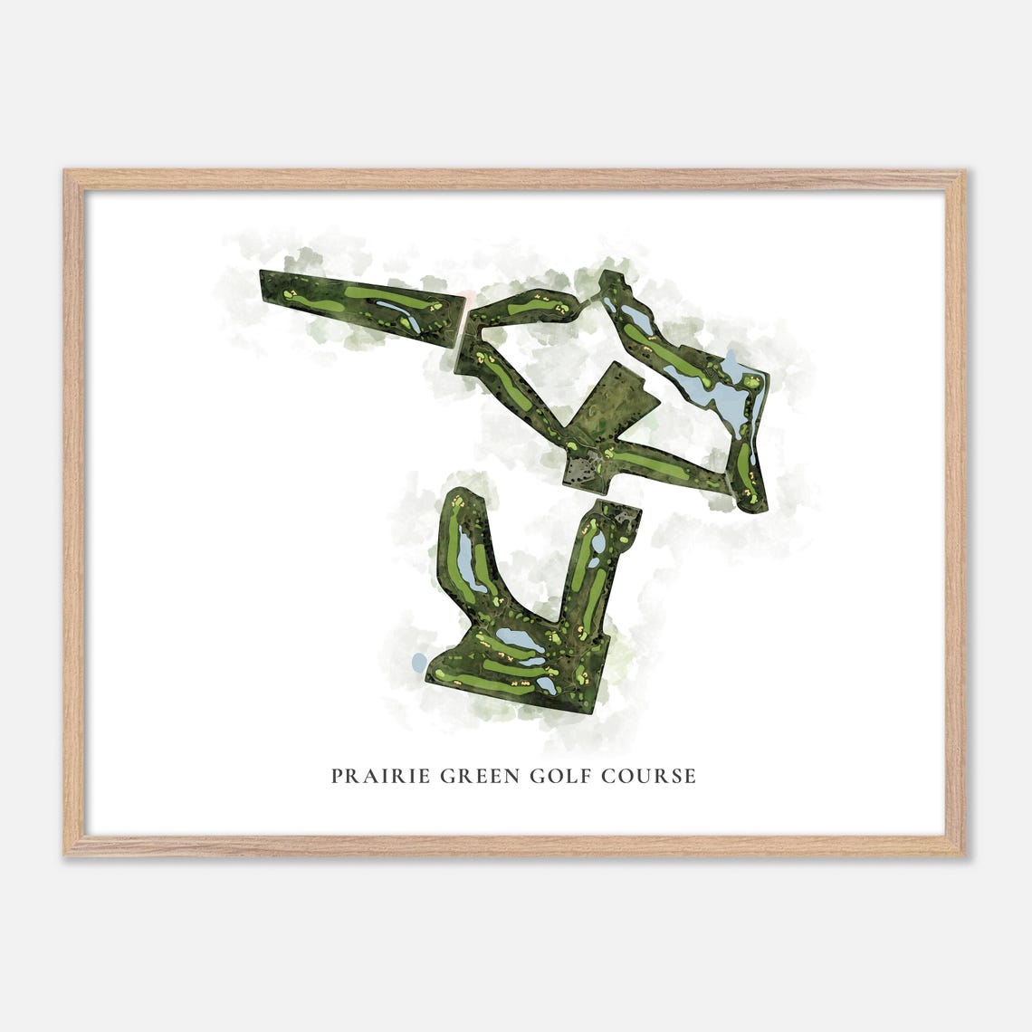 Prairie Green Golf Course Watercolor Aerial Map Art Poster Gift