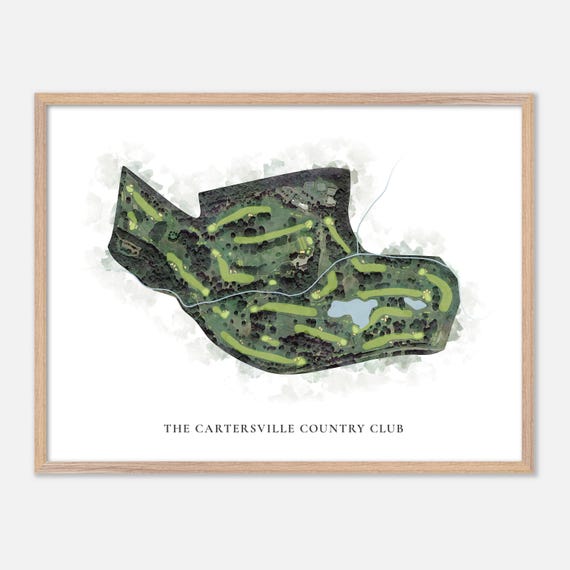 The Cartersville Country Club In Cartersville Georgia Classic Watercolor Map Golfer Gift Golf Wall Art Golf Poster Print