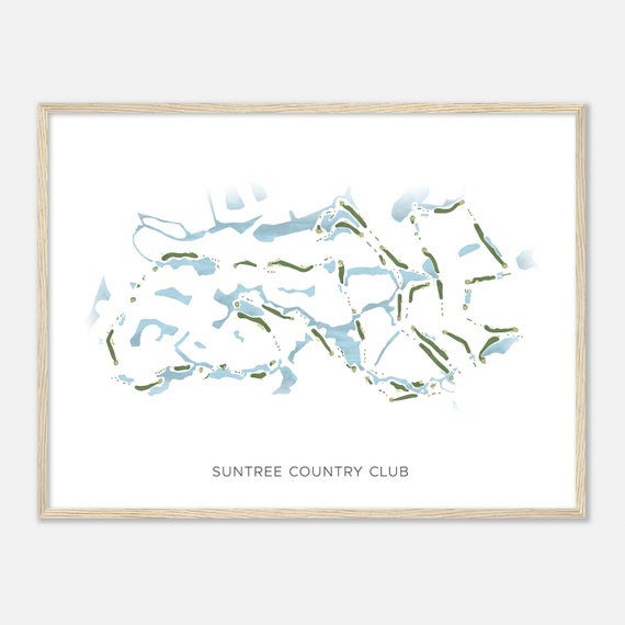Suntree Country Club Florida Modern Watercolor Map Golfer Gift Golf Wall Art Golf Poster Print Course Layout