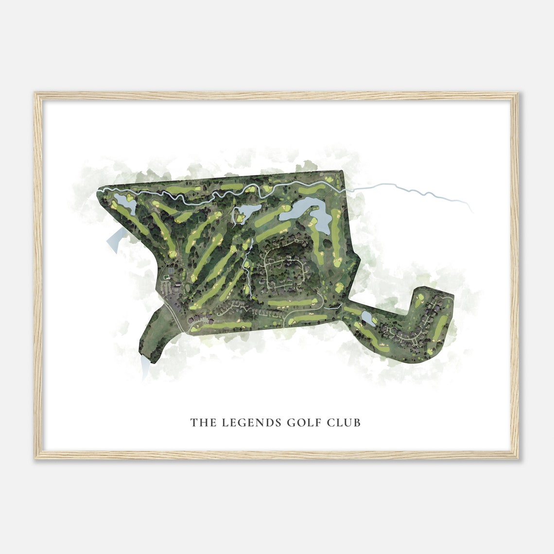 The Legends Golf Club Watercolor Aerial Golf Course Map Poster