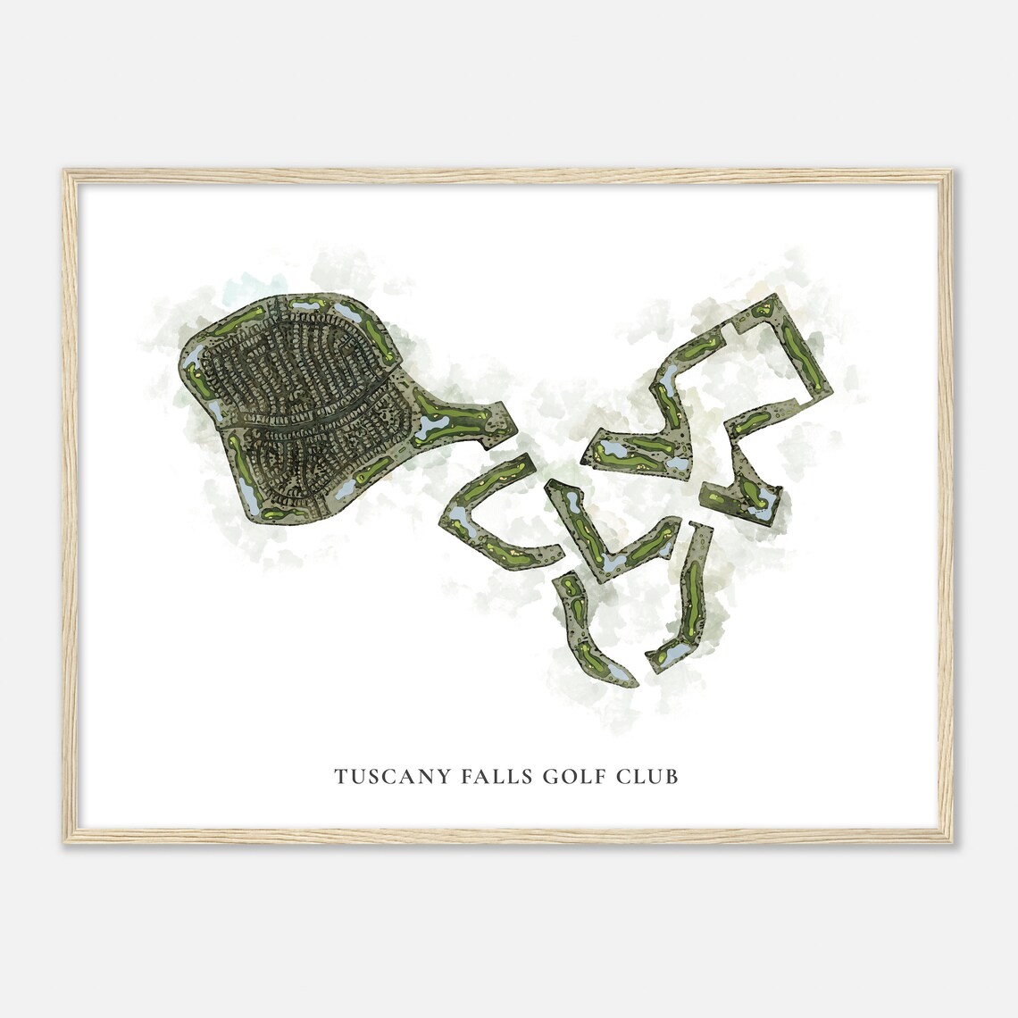Tuscany Falls Golf Club Watercolor Aerial Map Golfer Gift Poster