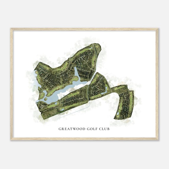 Greatwood Golf Club Elegant Watercolor Aerial Course Map Art Poster
