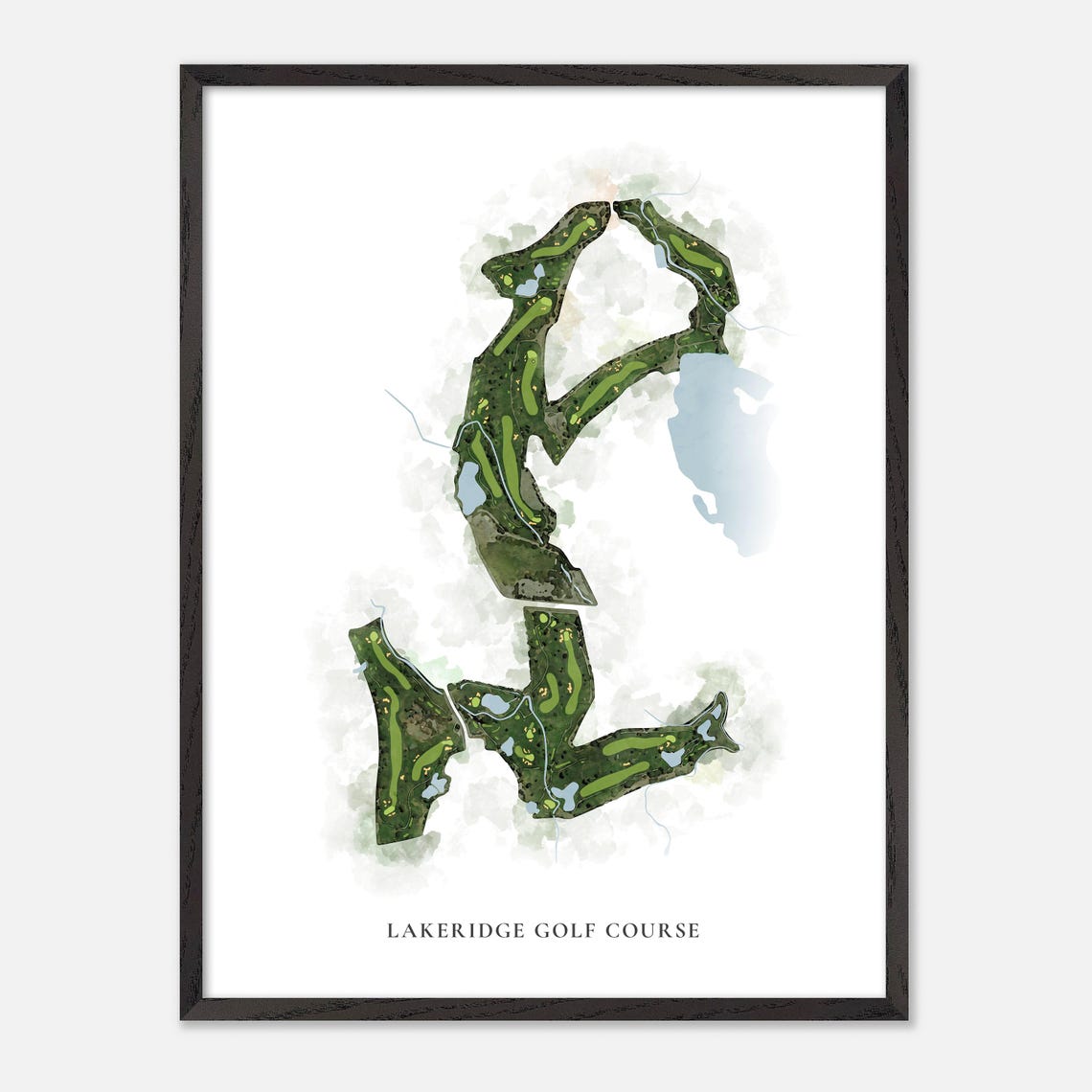Lakeridge Golf Course Classic Watercolor Fairway Map Art Poster - Image 3