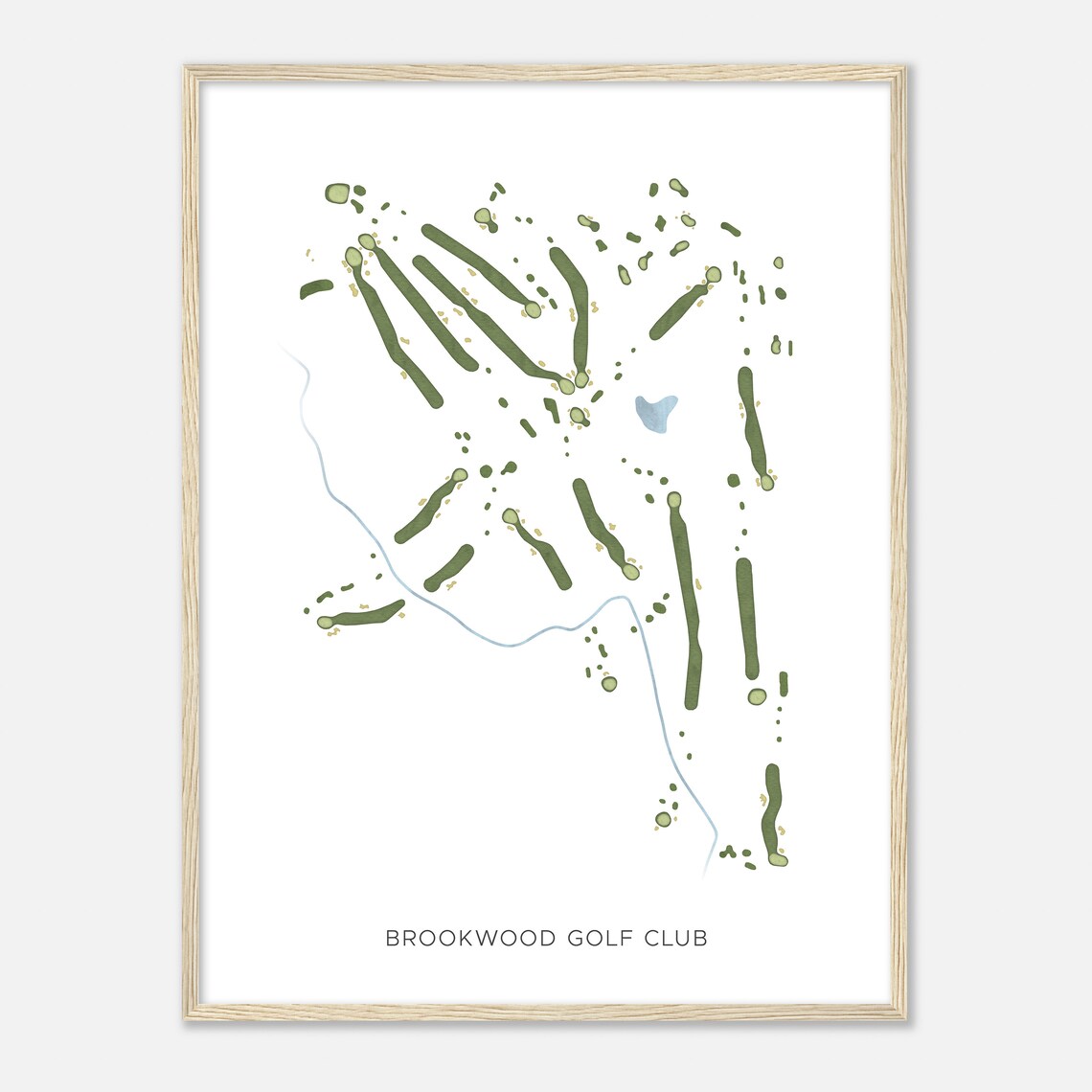 Brookwood Golf Club Indiana Modern Watercolor Course Map Poster