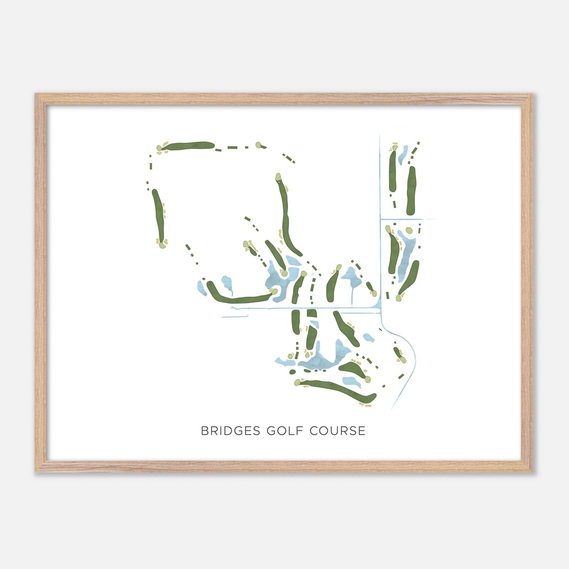 Bridges Golf Course Madison Wisconsin Modern Watercolor Golf Map Poster
