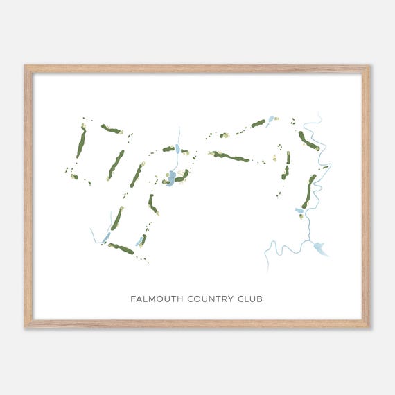 Falmouth Country Club In Falmouth Maine Modern Watercolor Map Golfer Gift Golf Wall Art Golf Poster Print Course Layout