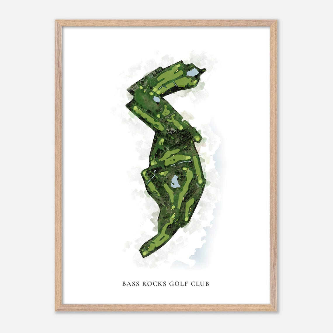 Bass Rocks Golf Club In Gloucester Massachusetts Classic Watercolor Map Golfer Gift Golf Wall Art Golf Poster Print Course Layout - Image 2