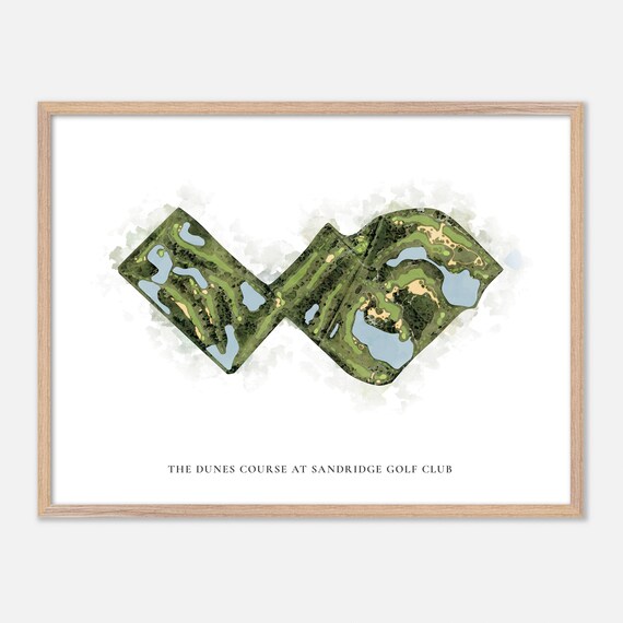 The Dunes Course Sandridge Golf Club Watercolor Map Art Poster