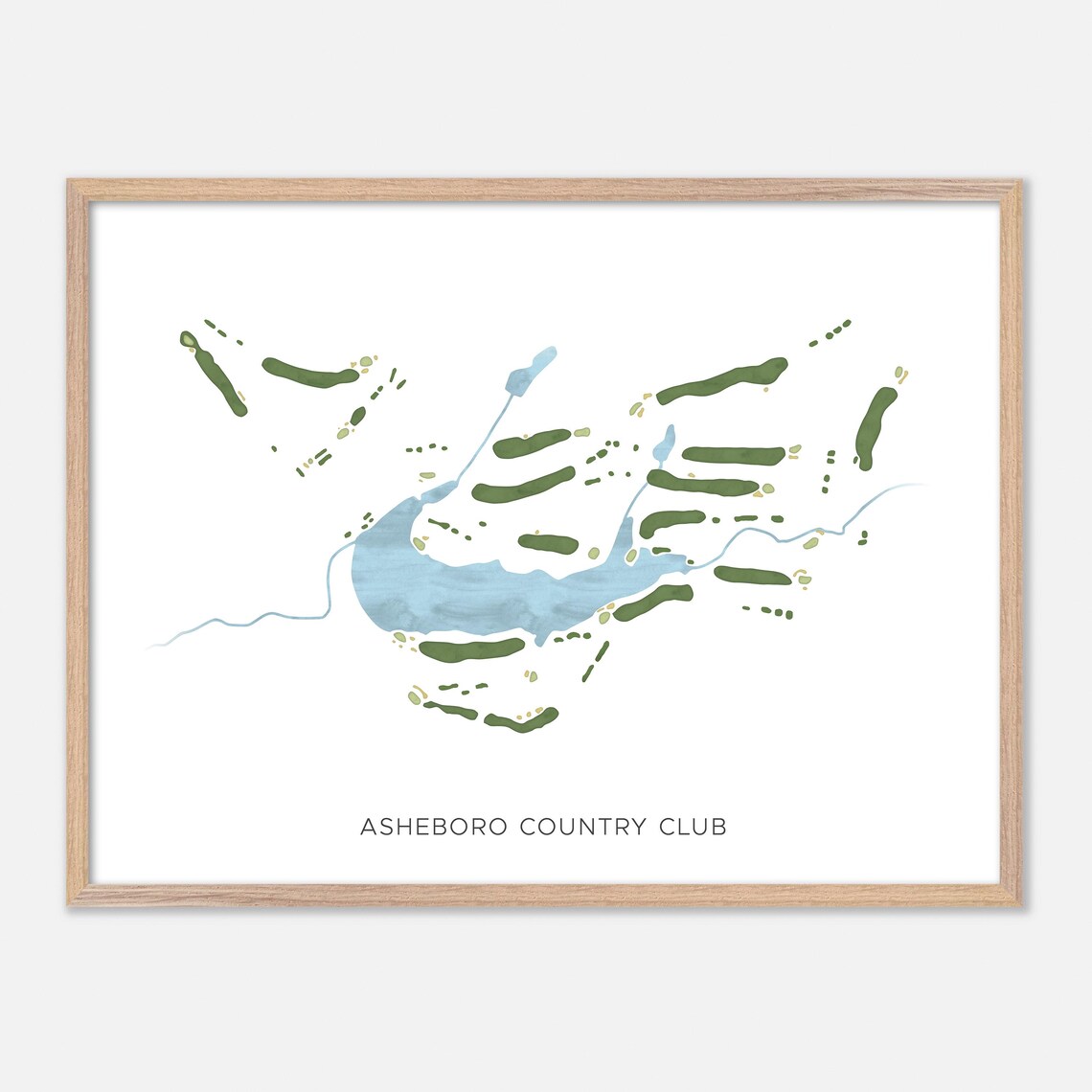 Asheboro Country Club Golf Course Watercolor Layout Map Art Poster Gift