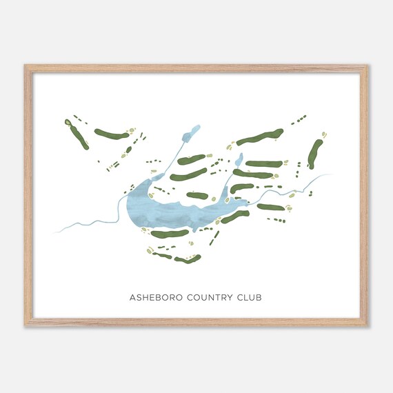 Asheboro Country Club Golf Course Watercolor Layout Map Art Poster Gift