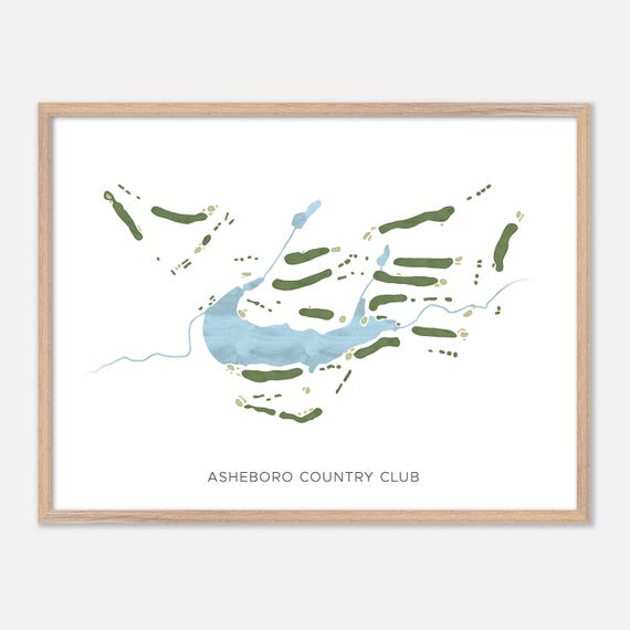 Asheboro Country Club In Asheboro North Carolina Modern Watercolor Map Golfer Gift Golf Wall Art Golf Poster Print Course Layout