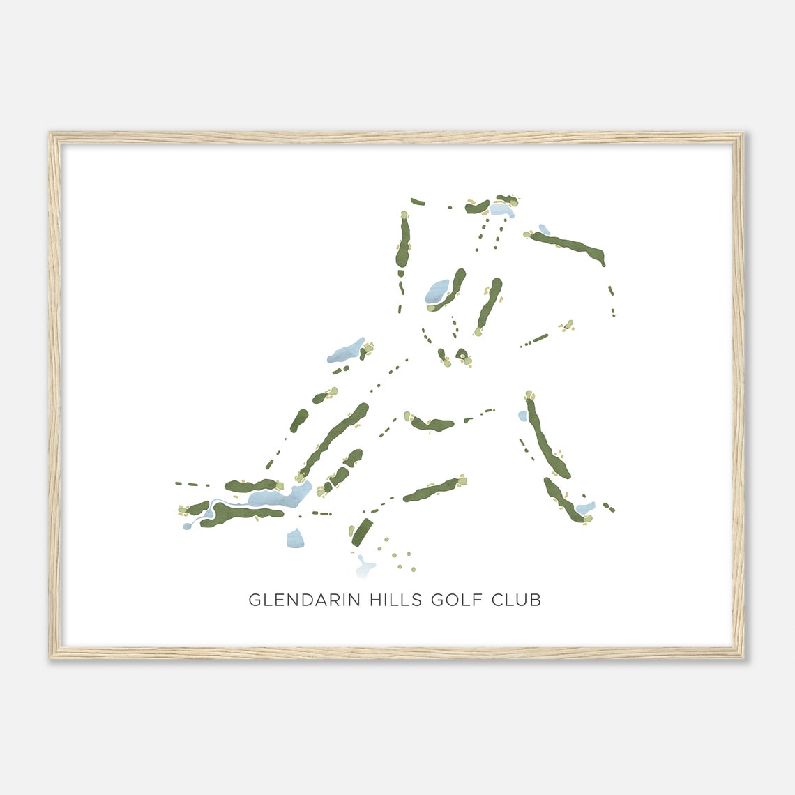 Glendarin Hills Golf Club Modern Watercolor Course Map Poster - Image 2