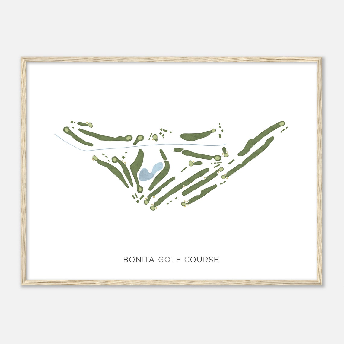 Bonita Golf Course California Modern Watercolor Course Map Poster - Image 2