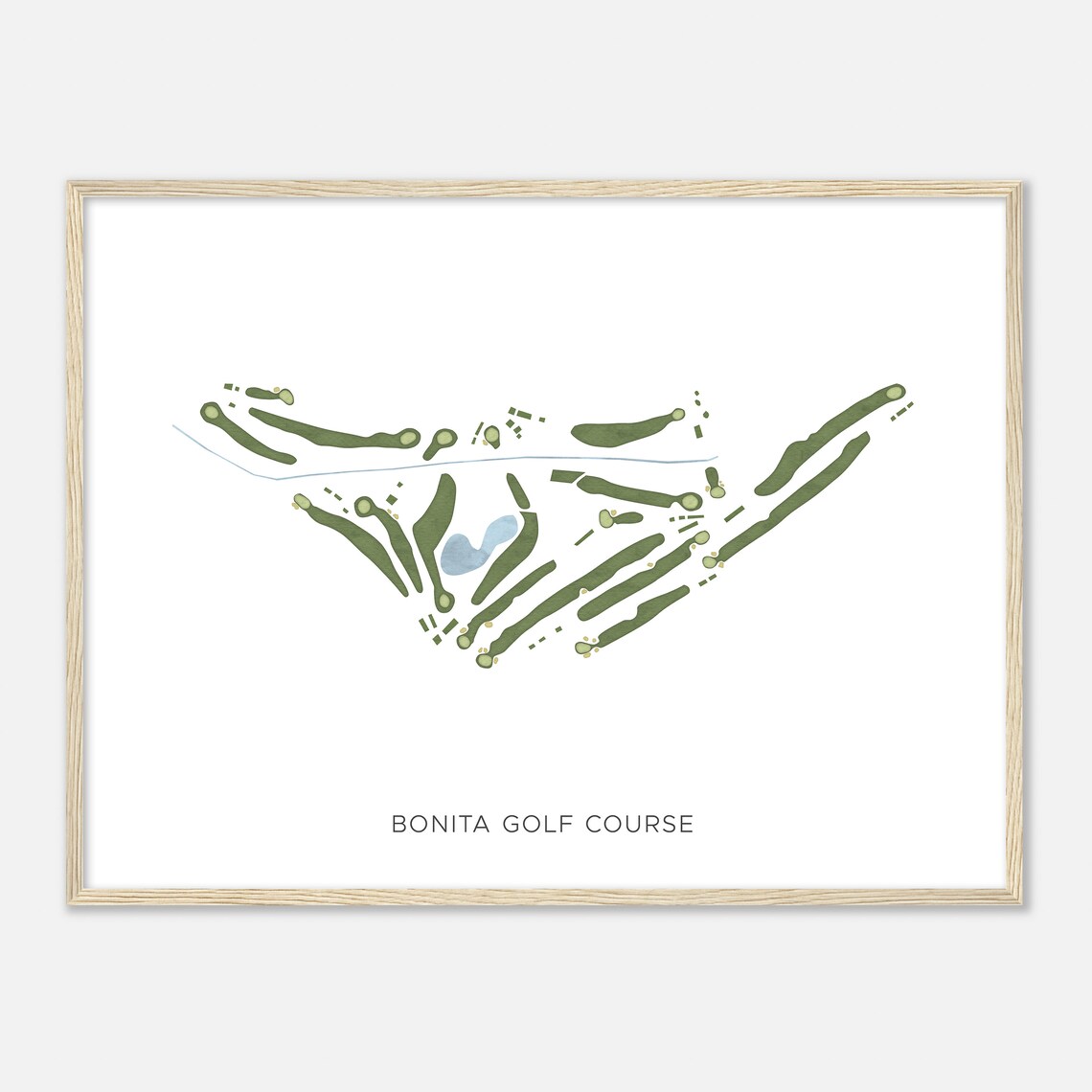 Bonita Golf Course California Modern Watercolor Map Golfer Gift Golf Wall Art Golf Poster Print Course Layout - Image 2