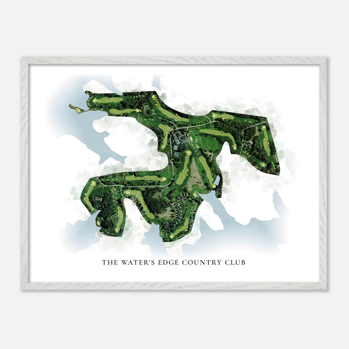The Waters Edge Country Club Classic Watercolor Aerial Golf Poster - Image 4