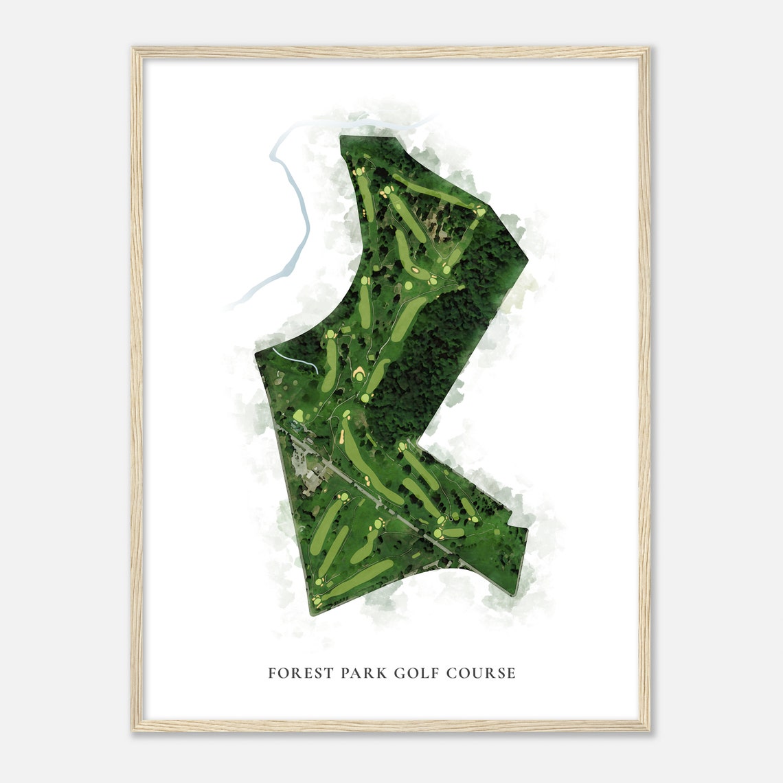 Forest Park Golf Course Maryland Classic Watercolor Map Poster