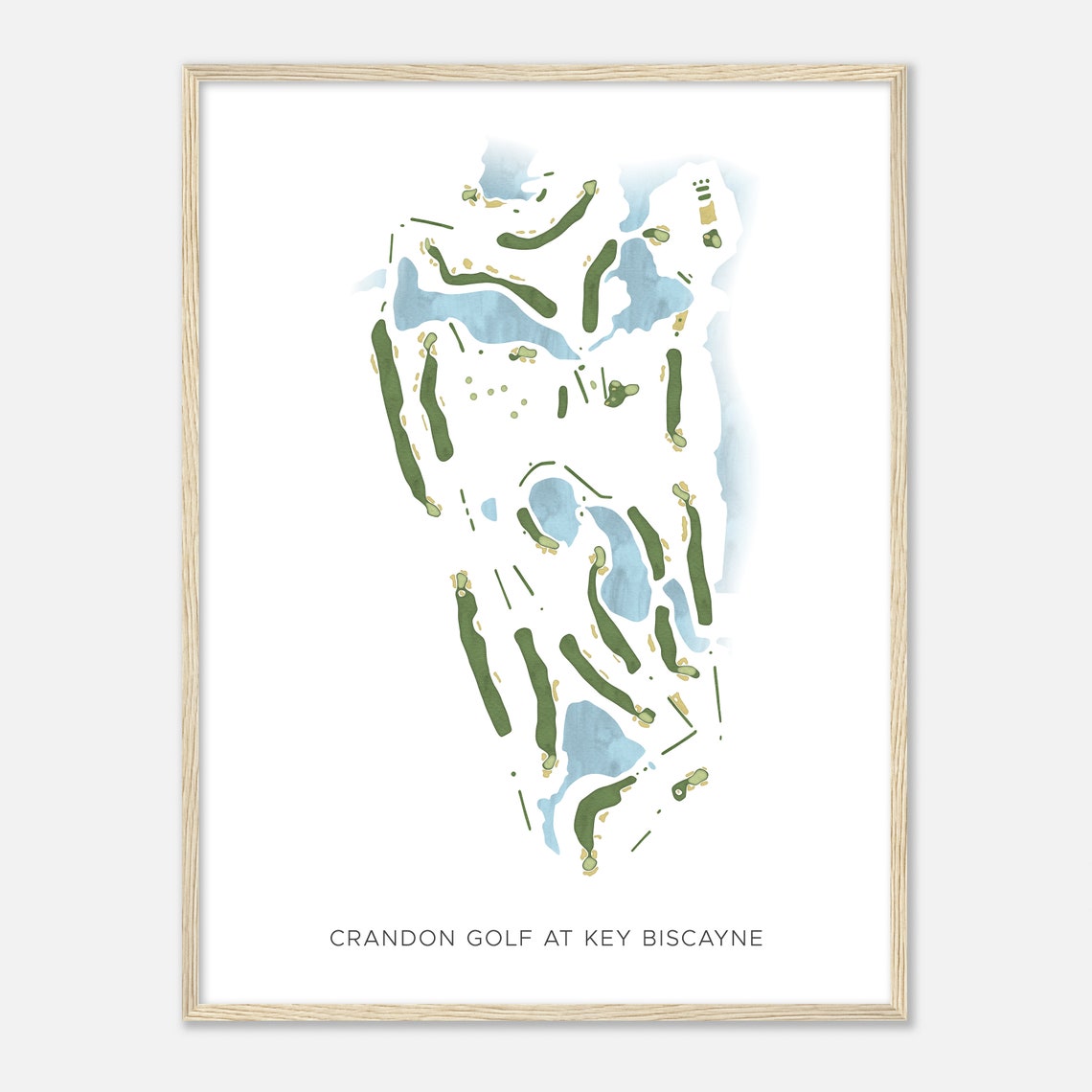 Crandon Golf At Key Biscayne Florida Modern Watercolor Map Poster - Image 2