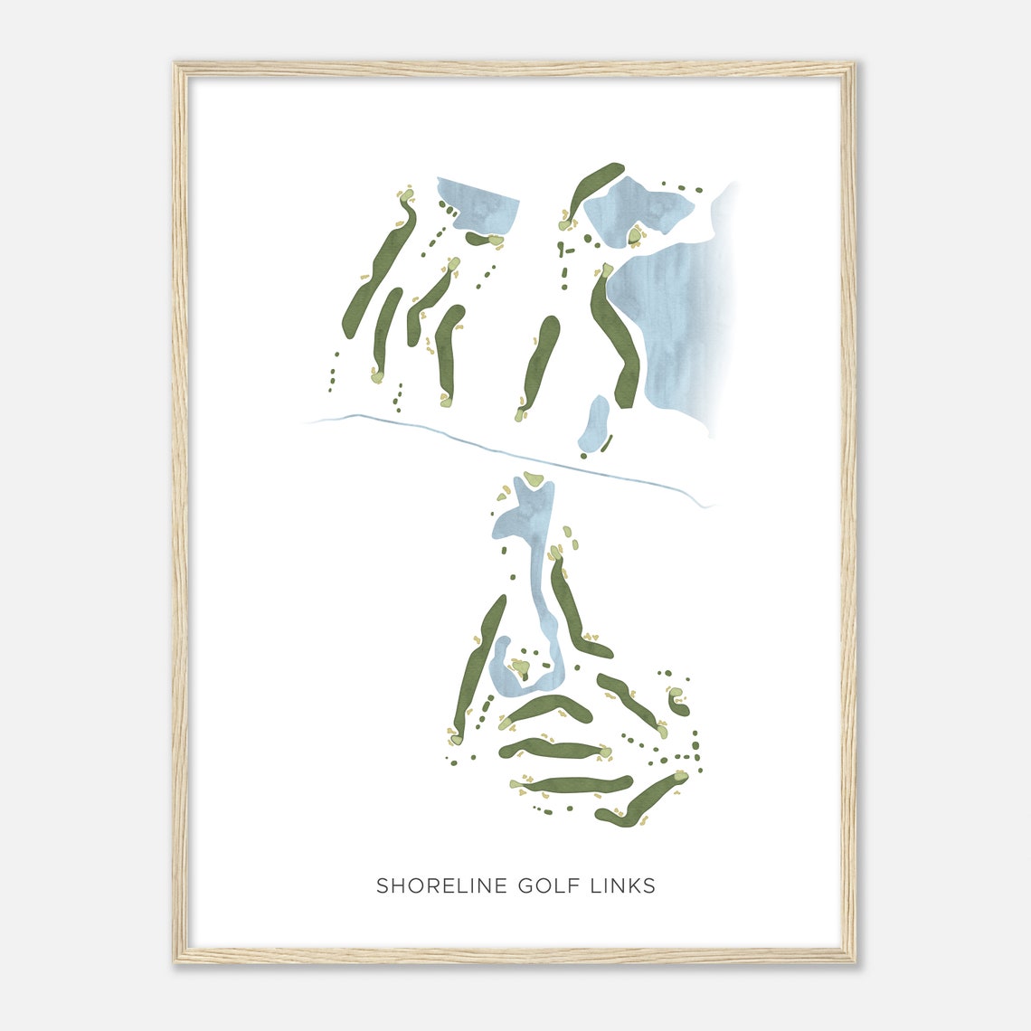 Shoreline Golf Links California Modern Watercolor Map Poster - Image 2