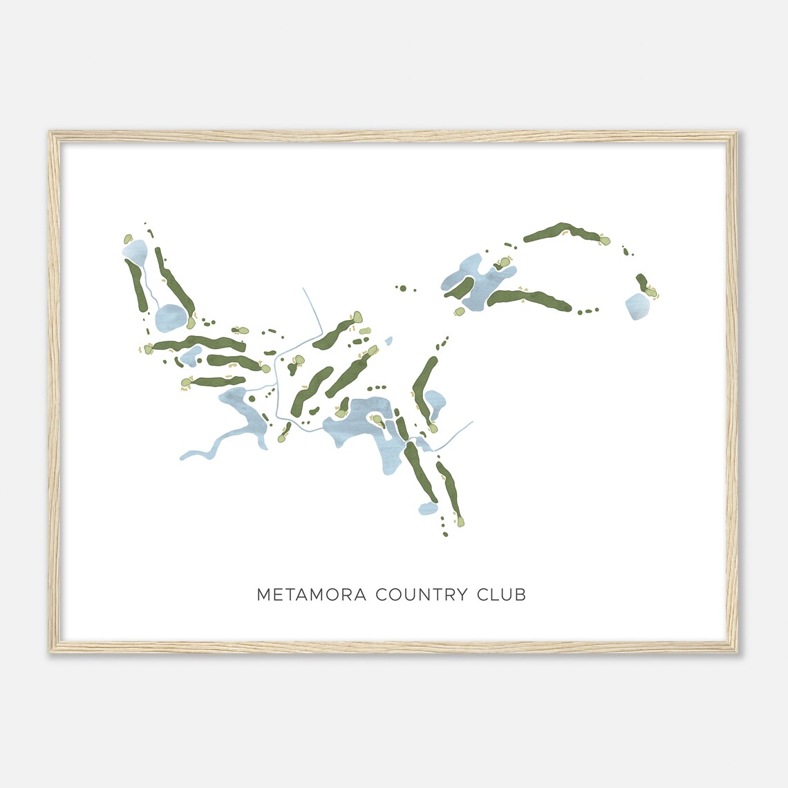 Metamora Country Club Michigan Modern Watercolor Course Map Poster - Image 2