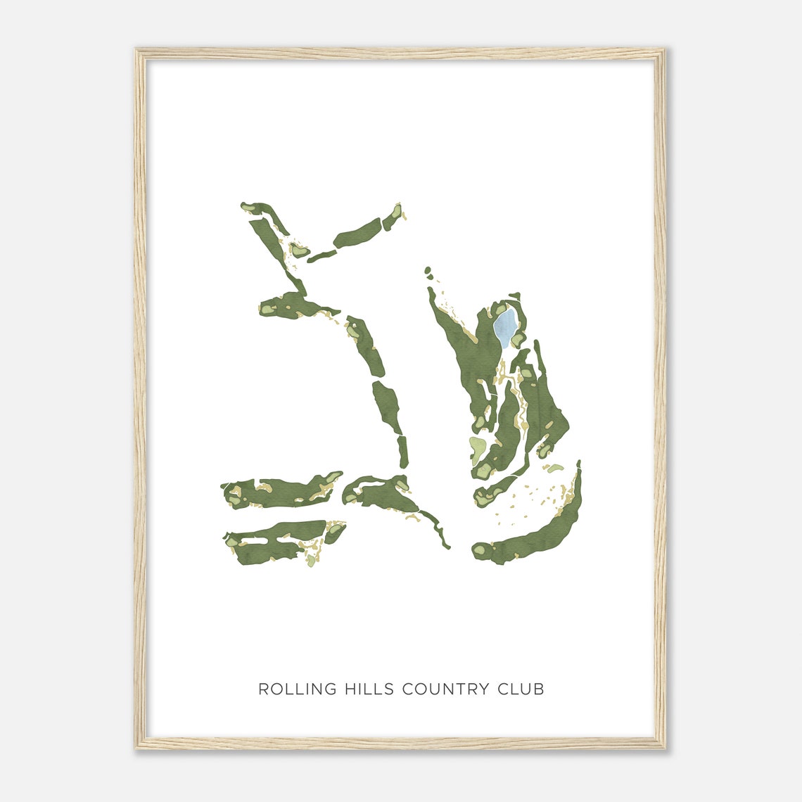 Rolling Hills Country Club Modern Minimalist Course Map Poster