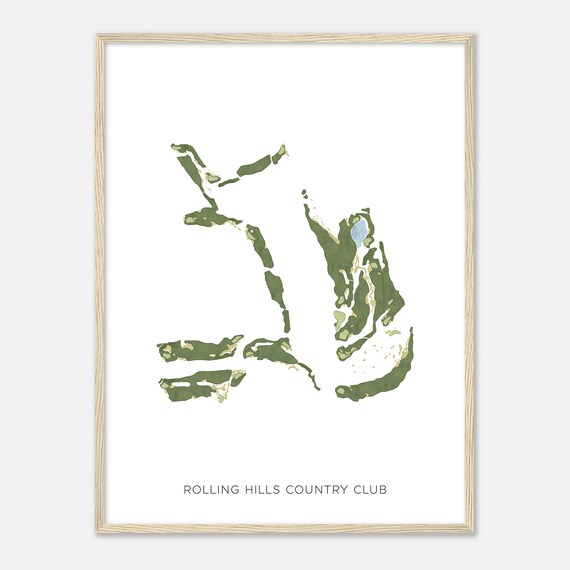 Rolling Hills Country Club California Modern Watercolor Map Golfer Gift Golf Wall Art Golf Poster Print Course Layout