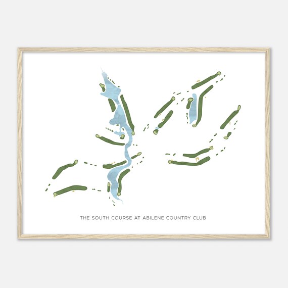 The South Course At Abilene Country Club Texas Modern Watercolor Map Golfer Gift Golf Wall Art Golf Poster Print Course Layout