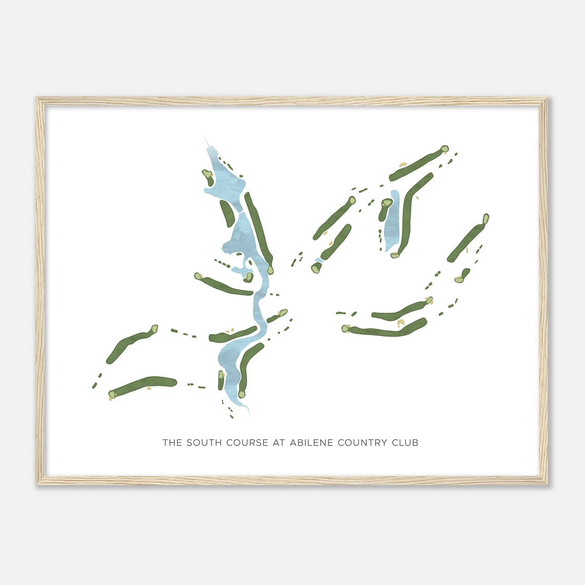 The South Course at Abilene Country Club Watercolor Golf Map Poster